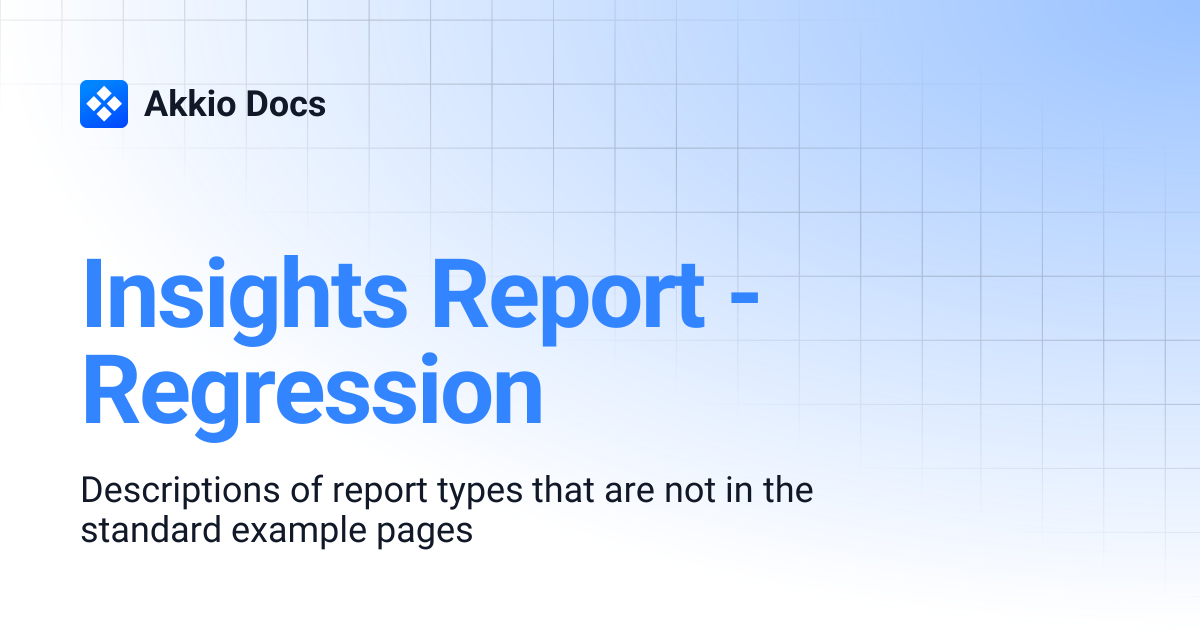 Insights Report - Regression | Akkio Docs